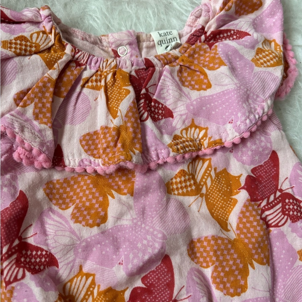 Kate Quinn Frilly Butterfly Baby Bubble Romper & Bow - Picture 2 of 5